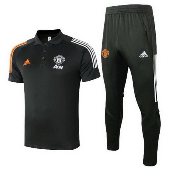 Polo Conjunto Completo Manchester United 2020-21 Negro